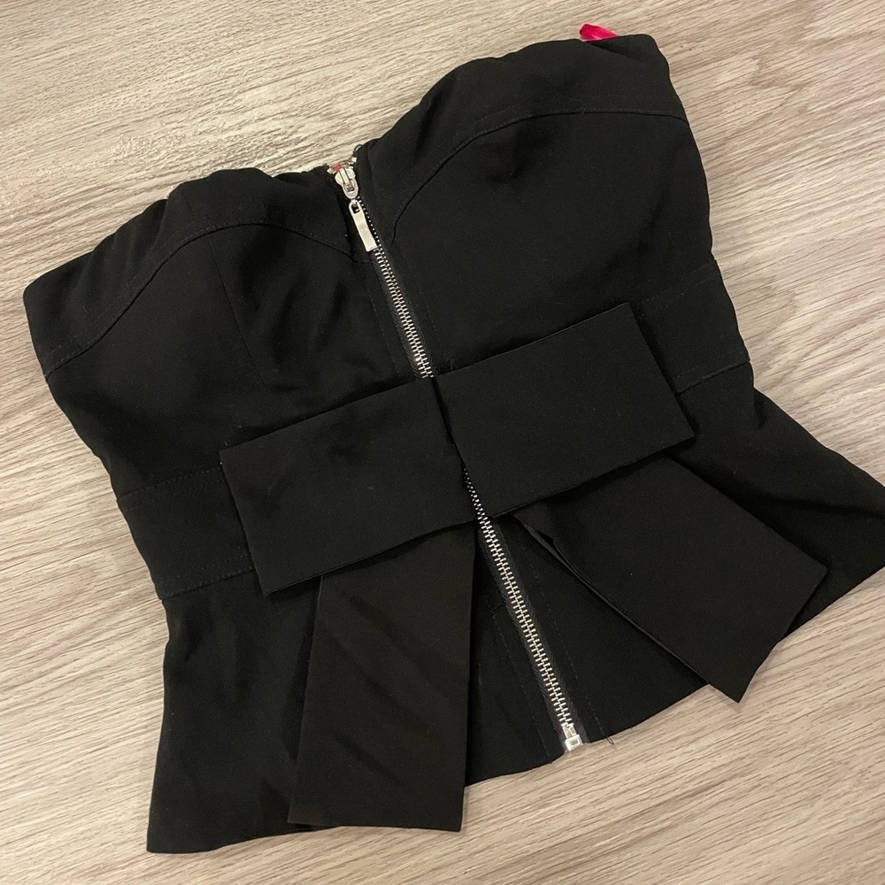Forever 21 Black Zip Up Tube Top with Bow.
